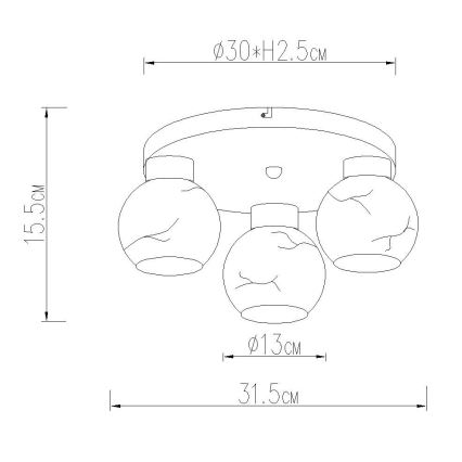 Globo - Plafondlamp 3xE27/60W/230V Ø 31,5 cm