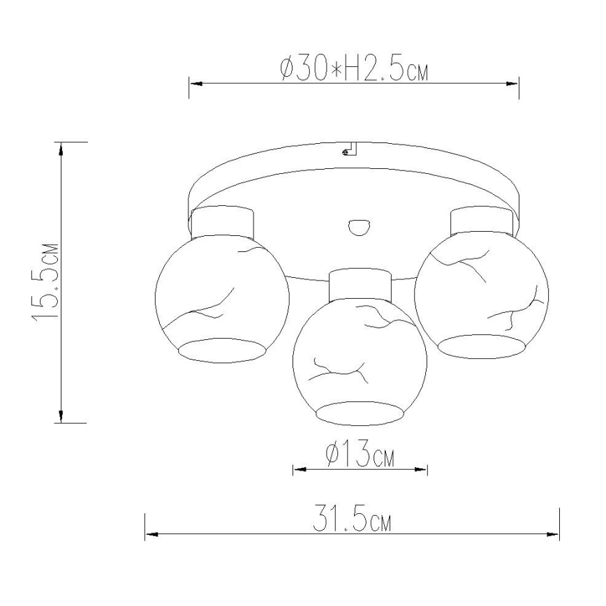 Globo - Plafondlamp 3xE27/60W/230V Ø 31,5 cm
