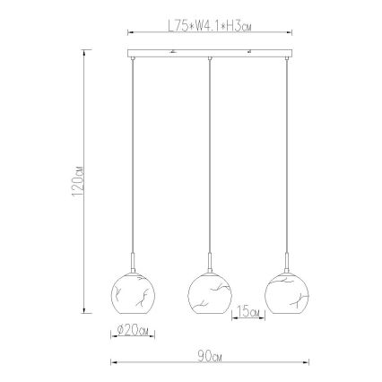 Globo - Hanglamp met kabel 3xE27/60W/230V