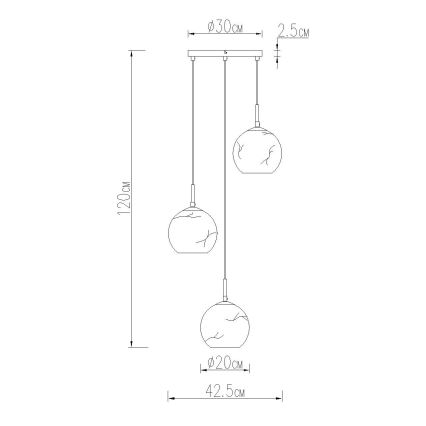 Globo - Suspension sur câble 3xE27/60W/230V Ø 42,5 cm