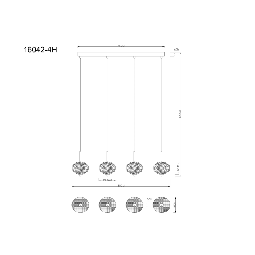 Globo - Suspension filaire 4xLED/5,75W/230V 3000/4500/6500K