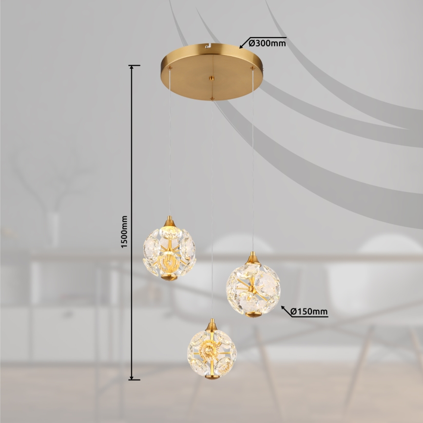 Globo - Suspension LED sur câble LED/24W/230V 3000K dorée