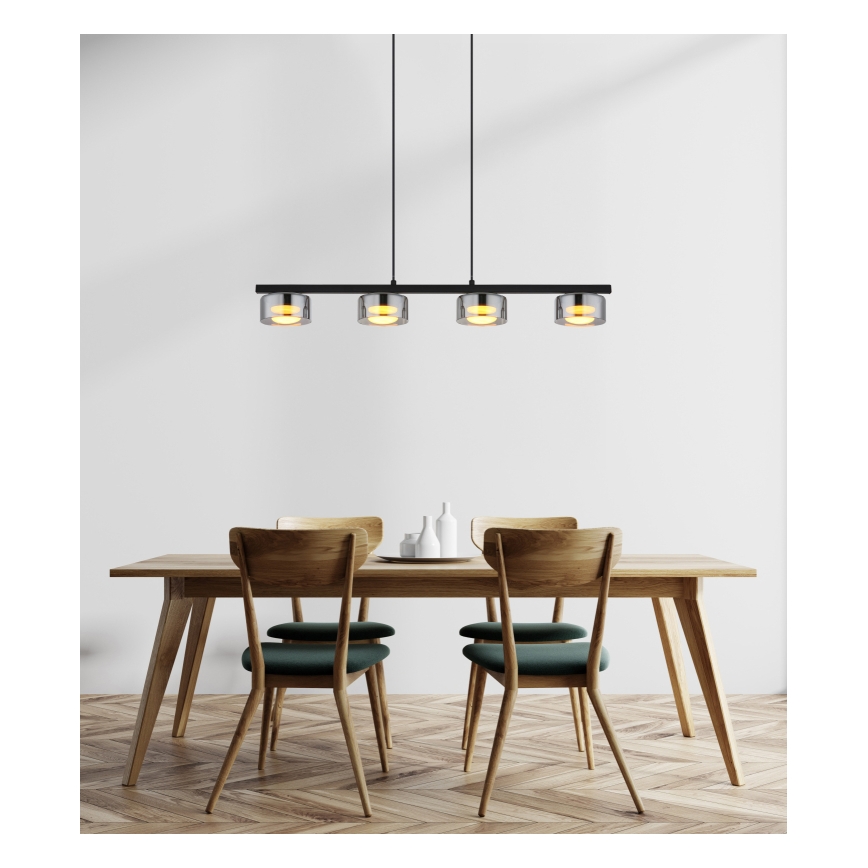 Globo - Suspension filaire LED 4xGX53/6W/230V fumé/noir