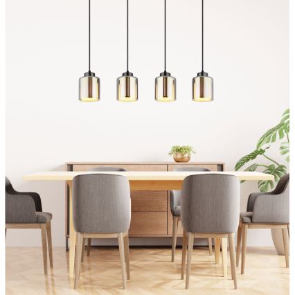Globo - Hanglamp aan een koord 4xE27/60W/230V glanzend chroom