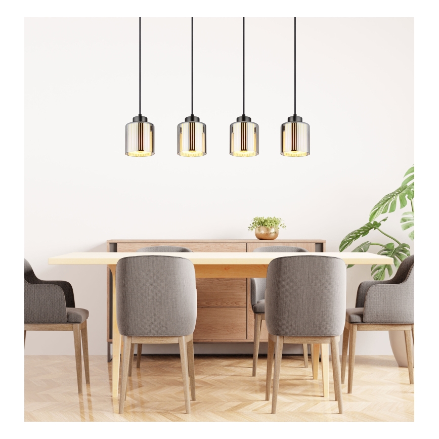 Globo - Hanglamp aan een koord 4xE27/60W/230V glanzend chroom