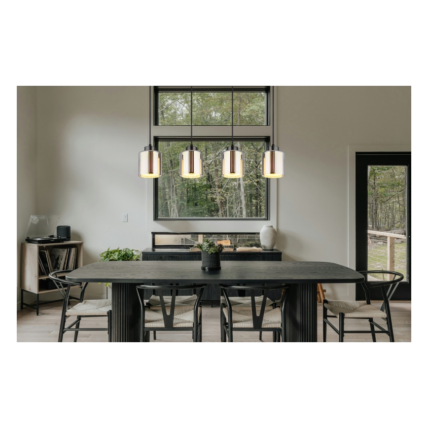 Globo - Suspension filaire 4xE27/60W/230V chrome brillant