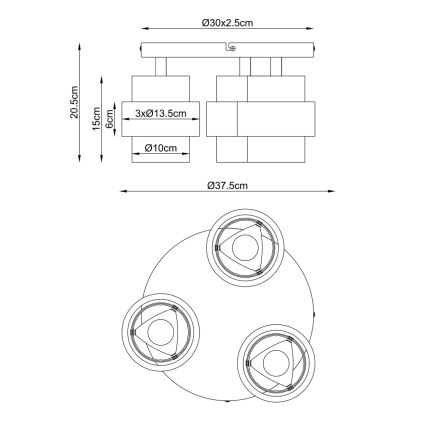 Globo - Opbouwkroonluchter 3xE27/40W/230V