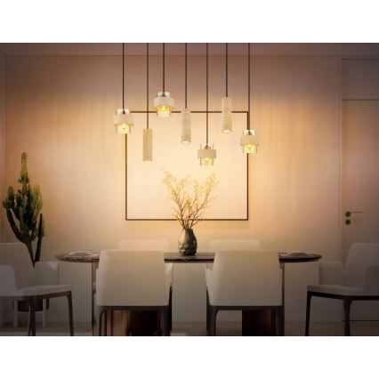 Globo - Hanglamp met kabel 4xE27/40W/230V + 3xGU10/10W travertijn