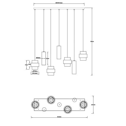 Globo - Hanglamp met kabel 4xE27/40W/230V + 3xGU10/10W travertijn