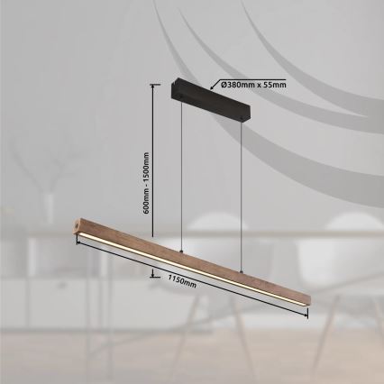 Globo - Lustre LED dimmable à commande tactile sur câble LED/24W/230V + LED/3W 3000K marron
