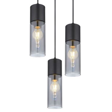 Globo - Hanglamp aan een koord 3xE27/25W/230V diameter 30 cm zwart
