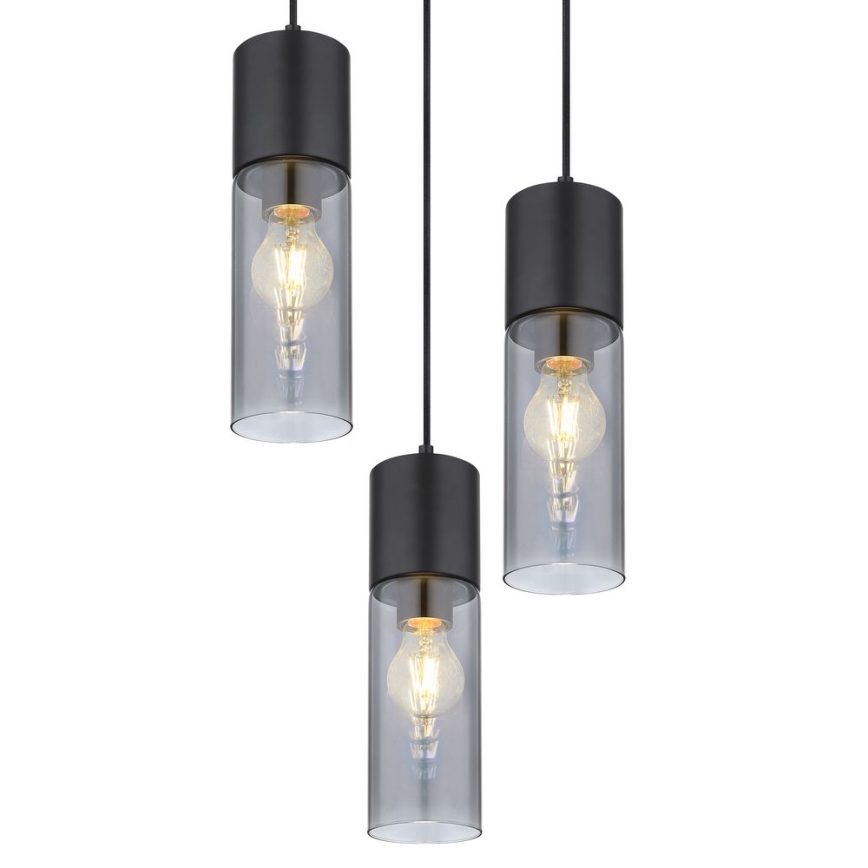 Globo - Hanglamp aan een koord 3xE27/25W/230V diameter 30 cm zwart