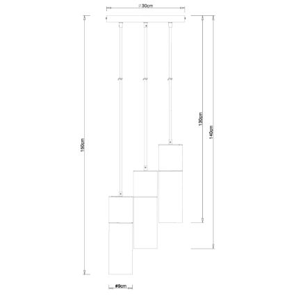 Globo - Hanglamp aan een koord 3xE27/25W/230V diameter 30 cm zwart