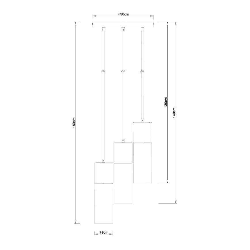 Globo - Hanglamp aan kabel 3xE27/25W/230V Ø 30 cm zwart