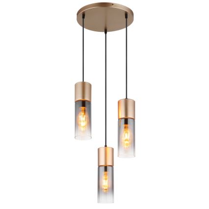 Globo - Hanglamp met kabel 3xE27/25W/230V bronskleurig Ø 30 cm