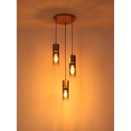 Globo - Suspension sur câble 3xE27/25W/230V bronze Ø 30 cm