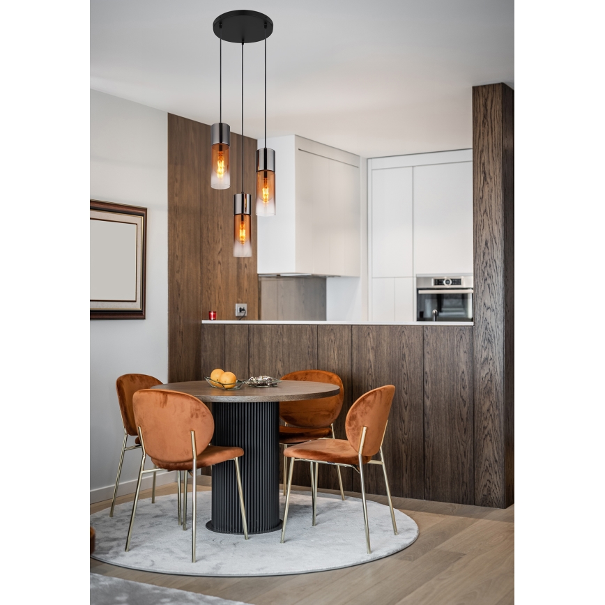 Globo - Hanglamp aan een koord 3xE27/25W/230V zwart/koper