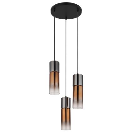 Globo - Hanglamp aan een koord 3xE27/25W/230V zwart/koper