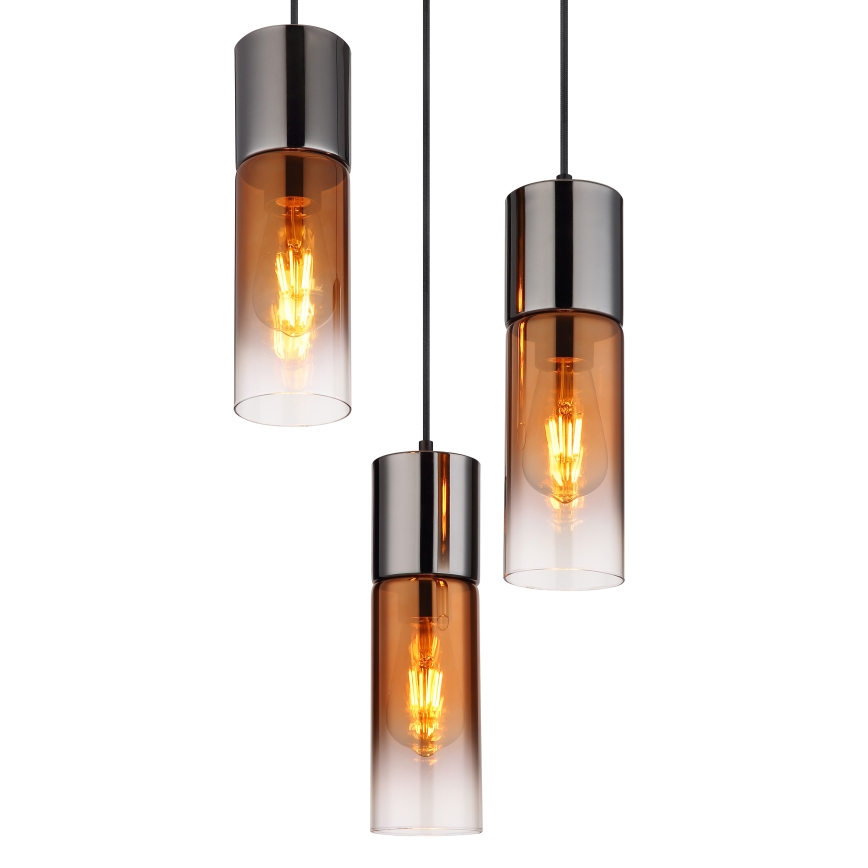 Globo - Hanglamp aan een koord 3xE27/25W/230V zwart/koper