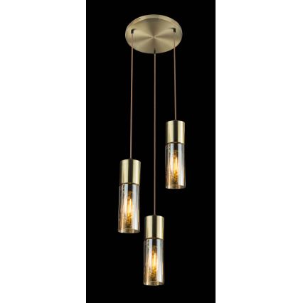 Globo - Hanglamp aan een koord 3xE27/25W/230V diameter 30 cm messing