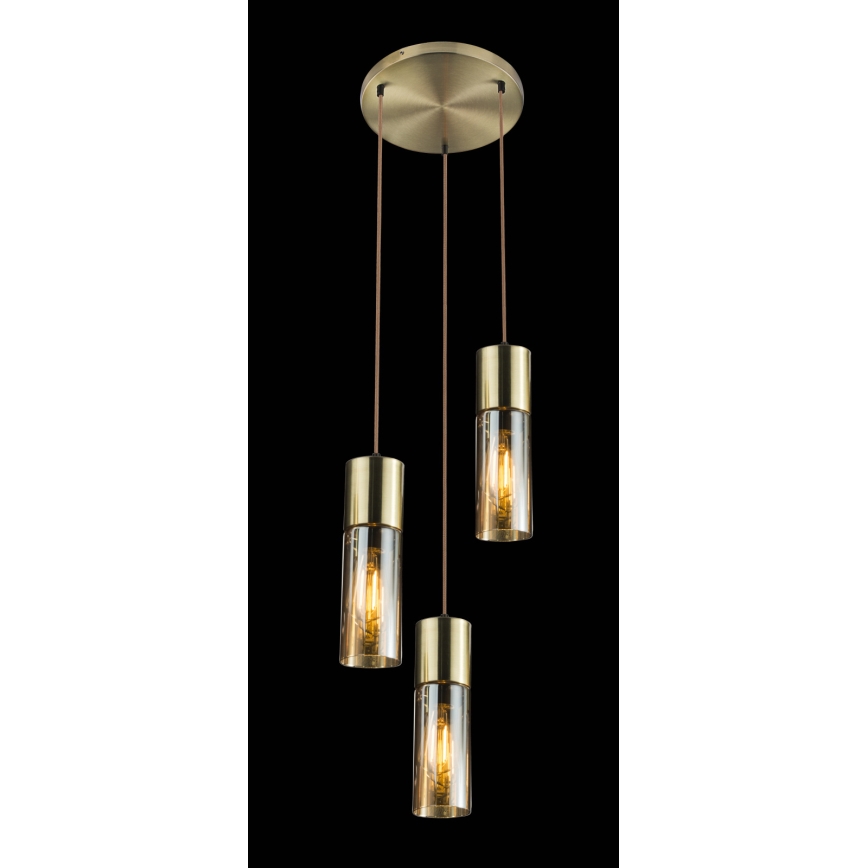 Globo - Hanglamp aan een koord 3xE27/25W/230V diameter 30 cm messing