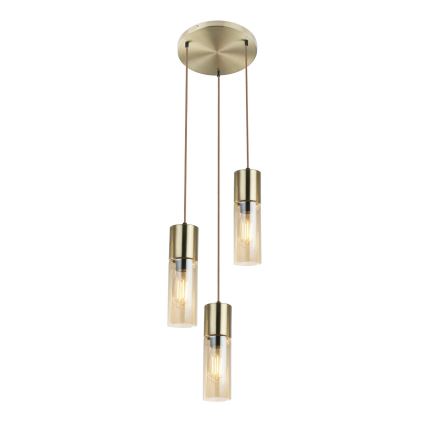 Globo - Hanglamp aan een koord 3xE27/25W/230V diameter 30 cm messing