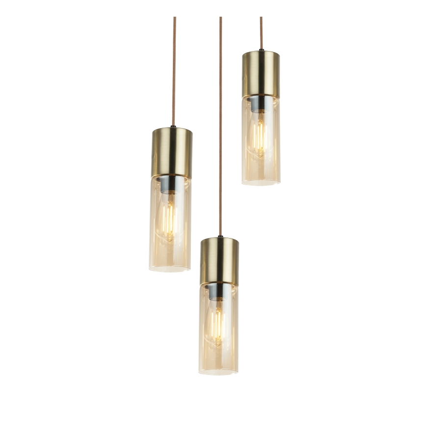 Globo - Hanglamp aan een koord 3xE27/25W/230V diameter 30 cm messing