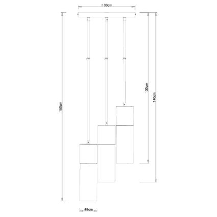Globo - Suspension filaire 3xE27/25W/230V d. 30 cm laiton