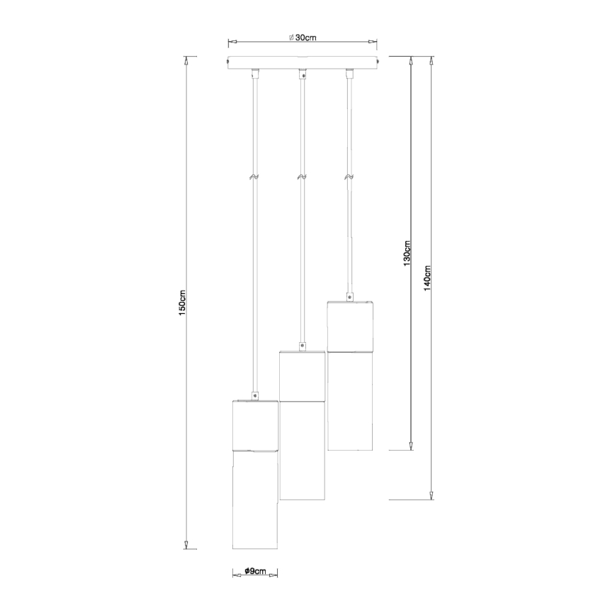 Globo - Suspension filaire 3xE27/25W/230V d. 30 cm laiton