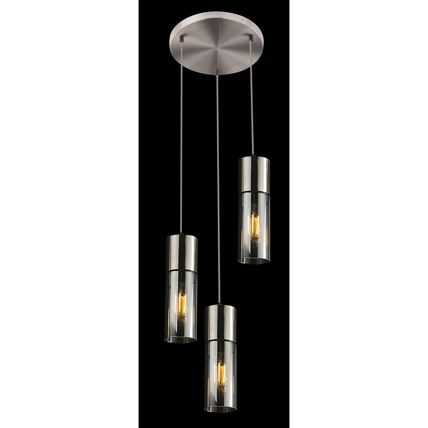Globo - Hanglamp aan een koord 3xE27/25W/230V diameter 30 cm mat chroom
