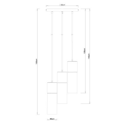 Globo - Hanglamp aan een koord 3xE27/25W/230V diameter 30 cm mat chroom