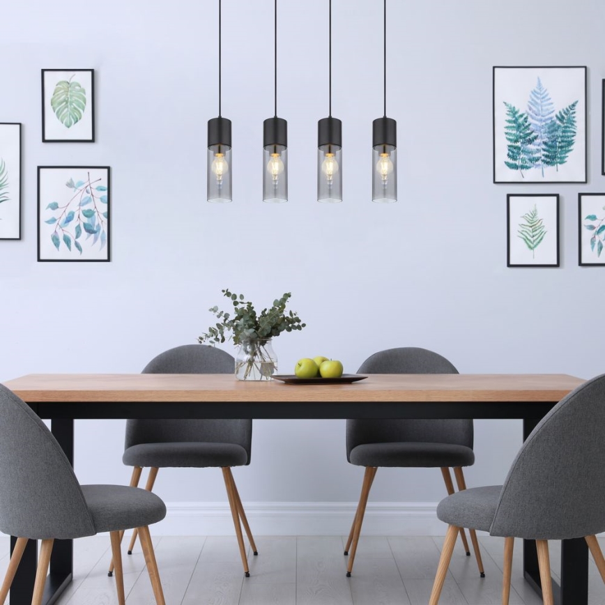 Globo - Hanglamp aan een koord 4xE27/25W/230V zwart
