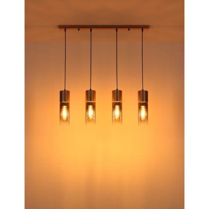 Globo - Suspension sur câble 4xE27/25W/230V, finition bronze