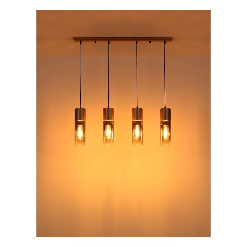 Globo - Suspension sur câble 4xE27/25W/230V, finition bronze