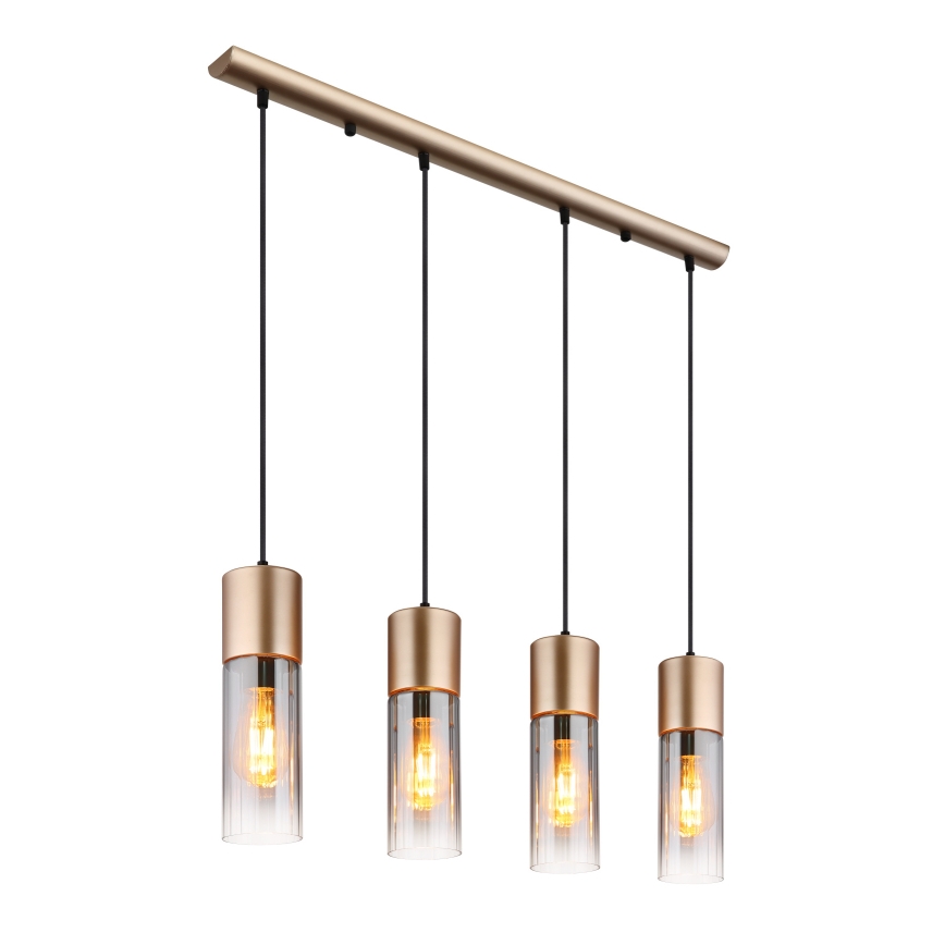 Globo - Suspension sur câble 4xE27/25W/230V, finition bronze
