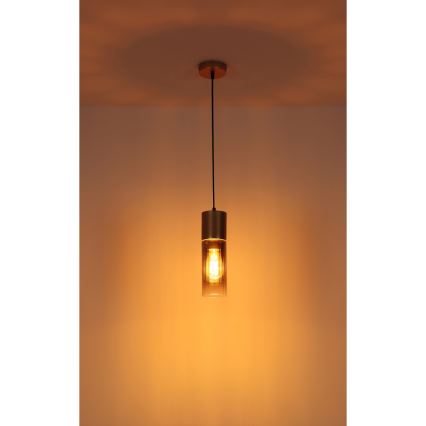 Globo - Hanglamp aan snoer 1xE27/25W/230V bronskleurig Ø 10,5 cm
