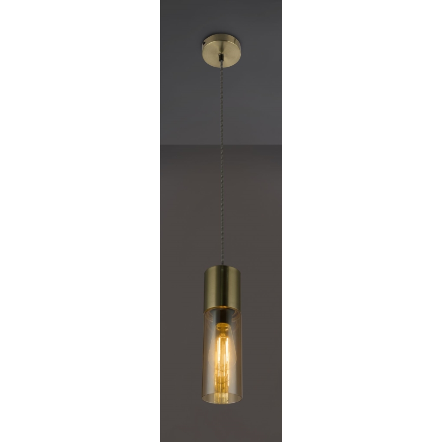 Globo - Hanglamp aan een koord 1xE27/25W/230V diameter 10,5 cm messing