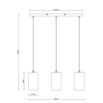 Globo - Hanglamp aan een koord 3xE14/25W/230V zwart
