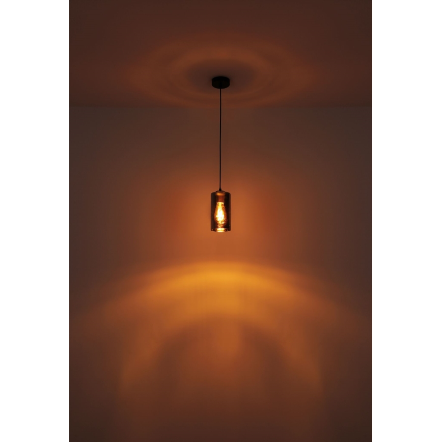 Globo - Hanglamp aan een koord 1xE27/25W/230V diameter 11 cm zwart