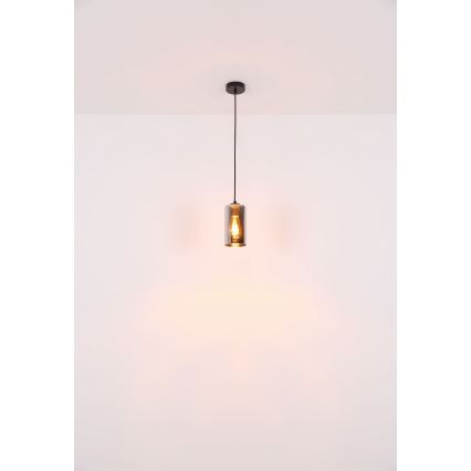 Globo - Hanglamp aan een koord 1xE27/25W/230V diameter 11 cm zwart