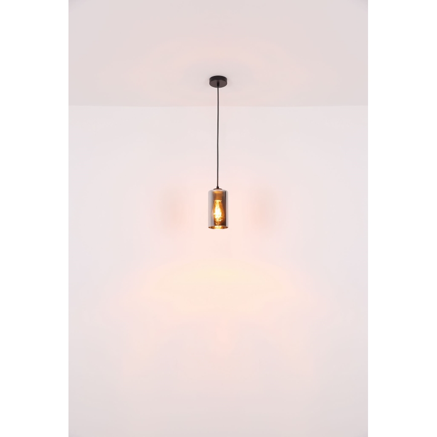 Globo - Hanglamp aan een koord 1xE27/25W/230V diameter 11 cm zwart
