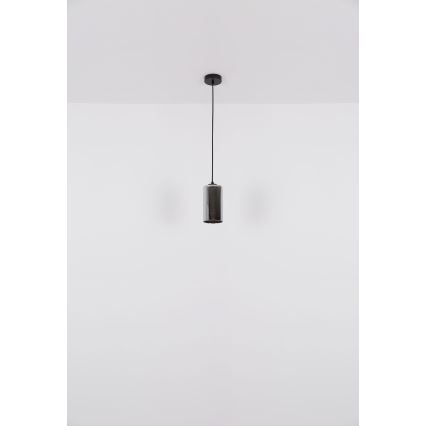 Globo - Hanglamp aan een koord 1xE27/25W/230V diameter 11 cm zwart