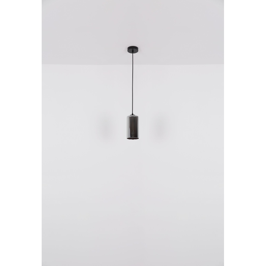 Globo - Hanglamp aan een koord 1xE27/25W/230V diameter 11 cm zwart