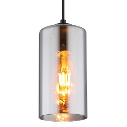 Globo - Hanglamp aan een koord 1xE27/25W/230V diameter 11 cm zwart