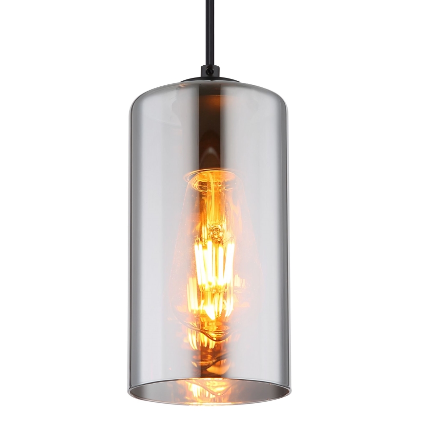 Globo - Hanglamp aan een koord 1xE27/25W/230V diameter 11 cm zwart