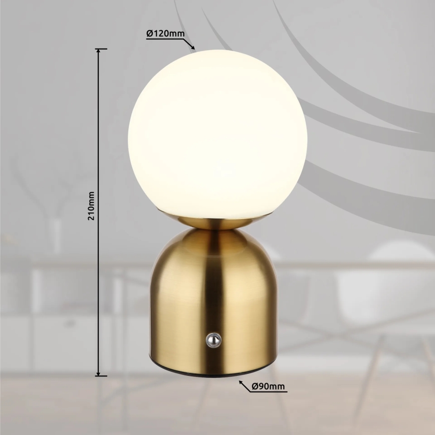 Globo - LED dimbare touch tafellamp LED/2,5W/3,7V 2700K/4000K/6500K 1800 mAh USB messing