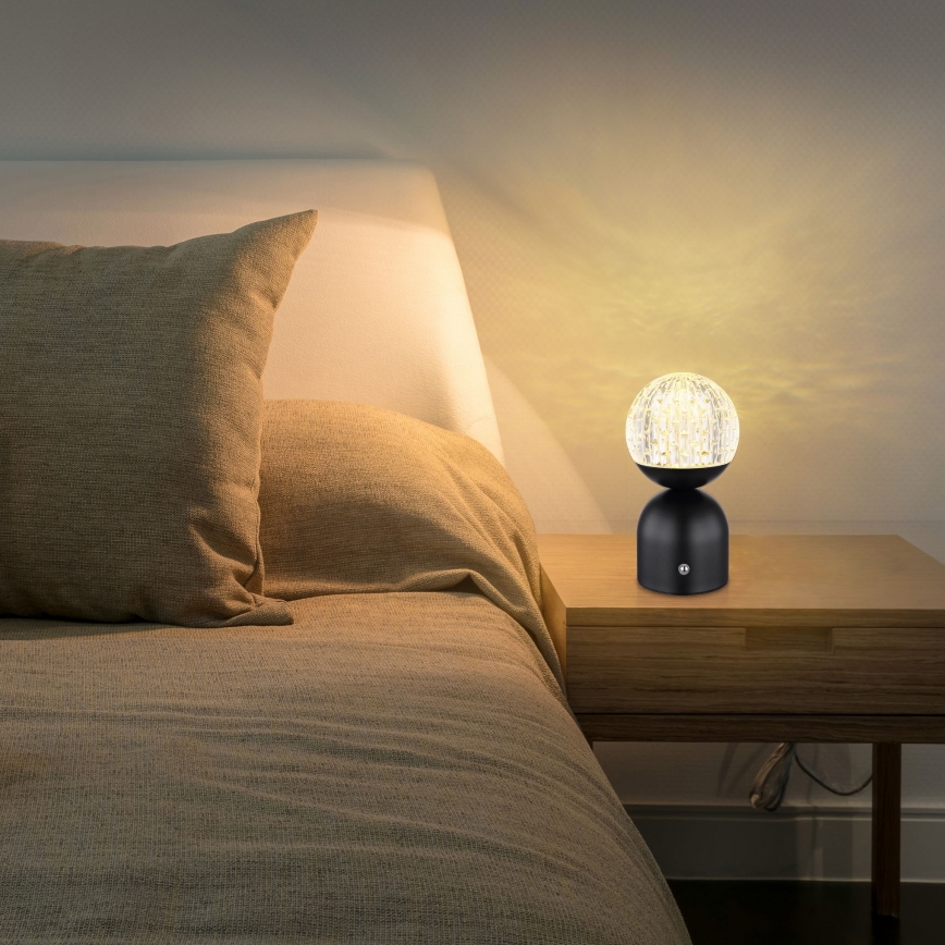 Globo - Lampe de table tactile à intensité variable LED/2,5W/3,7V 2700/4000/6500K 1800 mAh USB noir