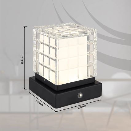 Globo - Lampe de table tactile à intensité variable LED/2,5W/3,7V 2700K/4000K/6500K 1800 mAh USB noir