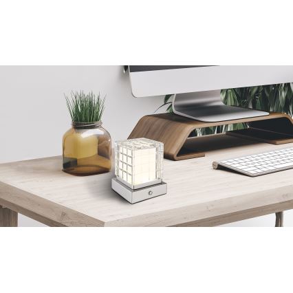 Globo - LED dimbare touch tafellamp LED/2,5W/3,7V 2700K/4000K/6500K 1800 mAh USB mat chroom