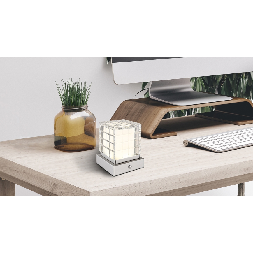 Globo - LED dimbare touch tafellamp LED/2,5W/3,7V 2700K/4000K/6500K 1800 mAh USB mat chroom
